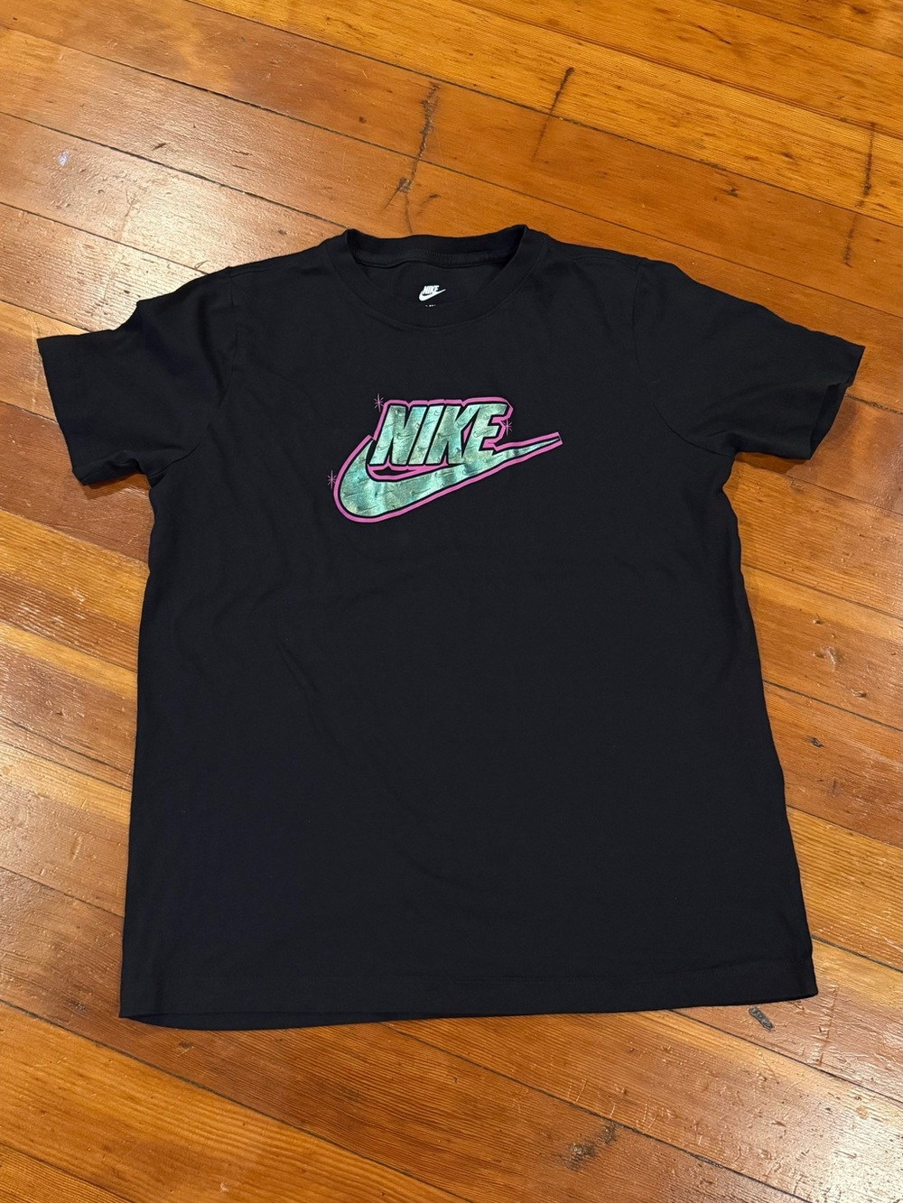 Nike Black Tee with Neon Green Logo